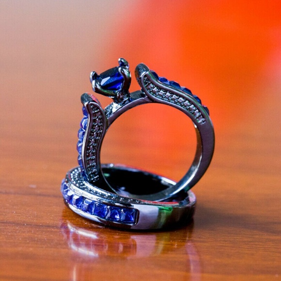 2pec/set Blue Sapphire Ring New - Picture 4 of 4